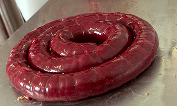 large raw blood sausage